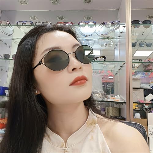 ZIUTNSAV-Retro Metal Frame Oval Sunglasses for Women Men Driving Male Shades Lens Small Sun Glasses UV4004