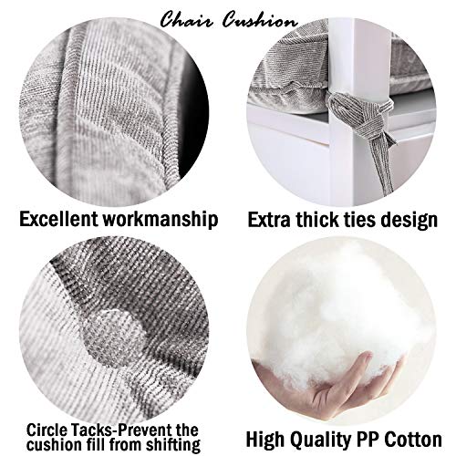 Tiita Square Chair Pads With Ties Tufted Seat Cushion Thick Outdoor/Indoor Floor Pillow, 18 Inch Set Of 2, Grey #TOP1