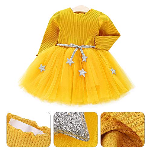 Vestido de tutú de punto con mangas largas para bebés Vestido de...