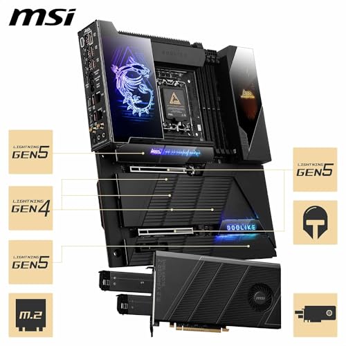 MEG Z890 GODLIKE, E-ATX, Scheda madre - Supporta processori Intel Core Ultra (Serie 2), LGA 1851 - EZ Slide M.2, DDR5 (9200+ MT/s OC), M.2 e PCIe 5.0, Thunderbolt 5, Wi-Fi 7, 10G LAN - Scheda madre - Immagine 4