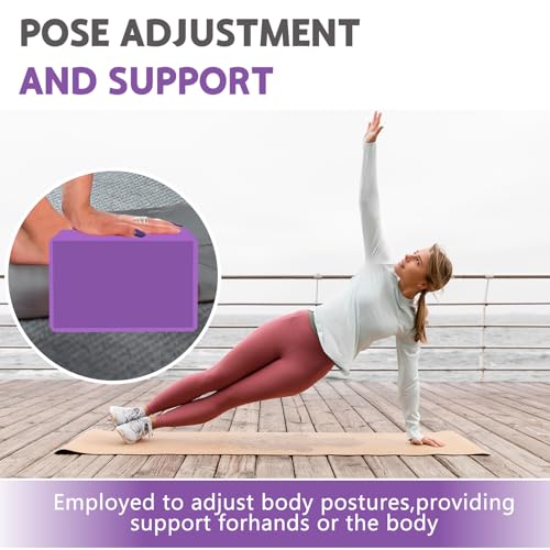 Image of 9 inchx6 inchx3 inch Yoga Blocks, Soft Non-Slip Surface Premium Foam Blocks, Supportive, Lightweight, Odor Resistant, Yoga Accessories for Pilates Meditation General Fitness Stretching Toning (Purple-2