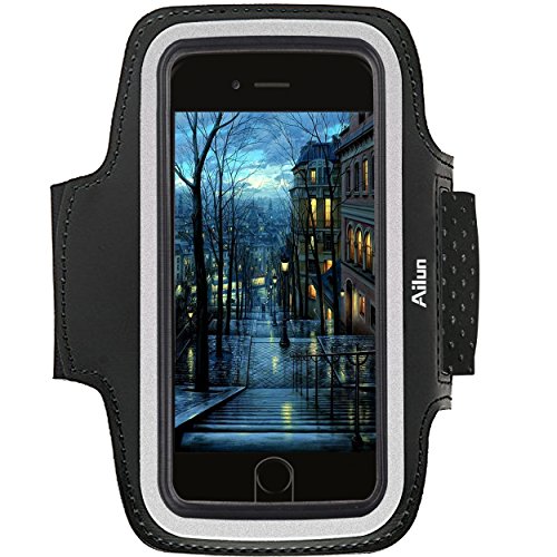 Ailun Phone Armband Compatible iPhone 8 7 X Xs Galaxy S8 S9 S7 S6 Sport Anti Slip Slim Lightweight Dual Arm Size Slots Sweat Scratch Resistant Key Pocket with Touch ID Headphone Port Black