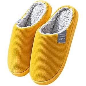Slippers for vrouwen Mannen Winter Warm Paar Slip op Huis Slippers Comfy Antislip Fleece Unisex Huis Katoenen Slippers (Color : Yellow, Size : 41CN)