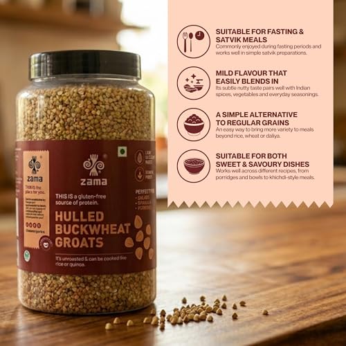 Image of Zama Organics Hulled Buckwheat Groats 1kg | Organically Grown | Gluten Free | Excellent Substitute for Rice | Rich in Vitamins | Good Source of Protein | Healthy Grains | Kuttu Giri