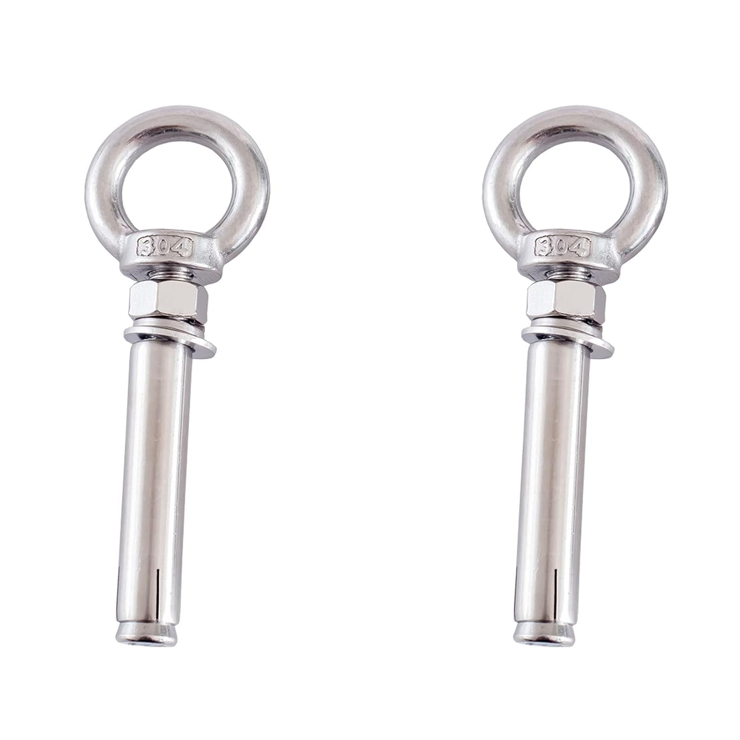 Pernos de ojo de elevación, Perno de ojo expansión, 2 piezas M10 acero inoxidable, perno elevación con anillo, gancho anclaje for ladrillo hormigón(M10x110mm)