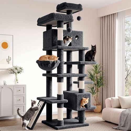 Árbol para gatos multi-niveles de 82 pulgadas color gris oscuro miniatura 1