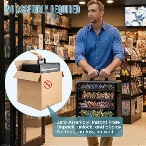 Image of Miniature Carrying Case, Aluminum Alloy Frame & Clear Window for Display & Secure Transport Miniature Storage Case with Lock for Warhammer Miniatures, Figures and Collectibles (Medium)