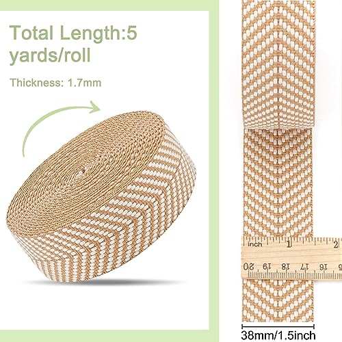 BENECREAT 5 Yards/4.6 Meters Cotton Ribbon, Burlywood Jacquard Ribbon - Image 2