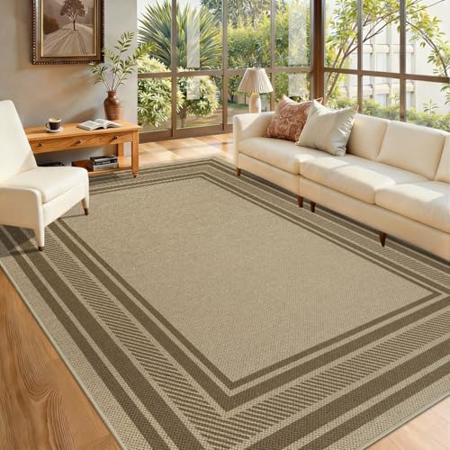 Famibay Outdoor Teppich 160x230cm Jute Teppich Waschbar Natürlich Teppiche Wohnzimmer Braun rutschfest für Schlafzimmer Balkon Garten Jute Aussehen