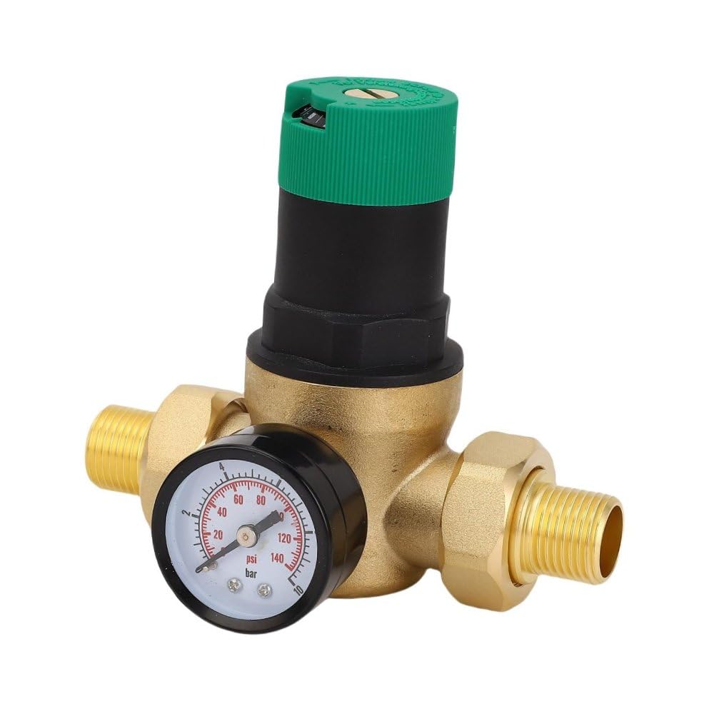 Messing Druckminderer 3/4 Zoll, Zuverlässiger Wasserregler mit Manometer
