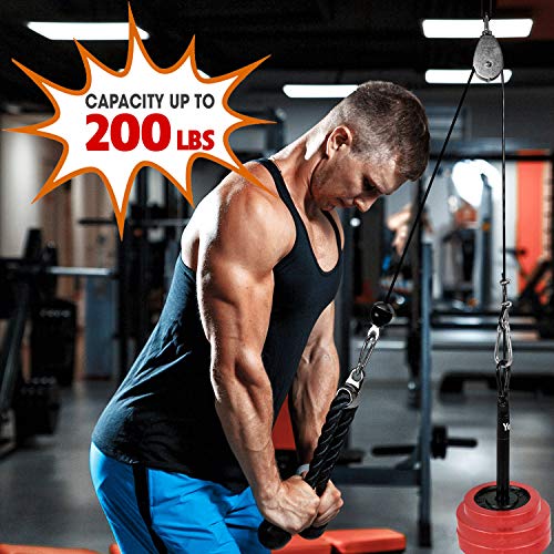 Image of Yes4All LAT Pulley System with Plate Loading Pin & Pull Down Tricep Rope - Ultimate Cable Pulley Attachments for Standard & Olympic Weight Plates