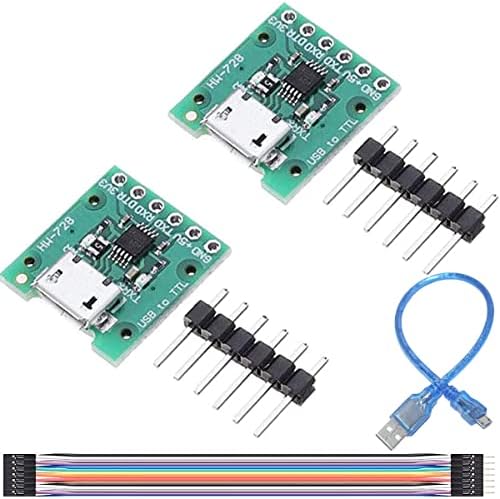 Youmile 2 Stück H340 MSOP10 USB zu TTL Modul 5 V/3,3 V Alternatives CH340G-Modul USB-zu-TTL-Seriell-Konverter mit DuPont-Kabel Micro-USB-Kabel