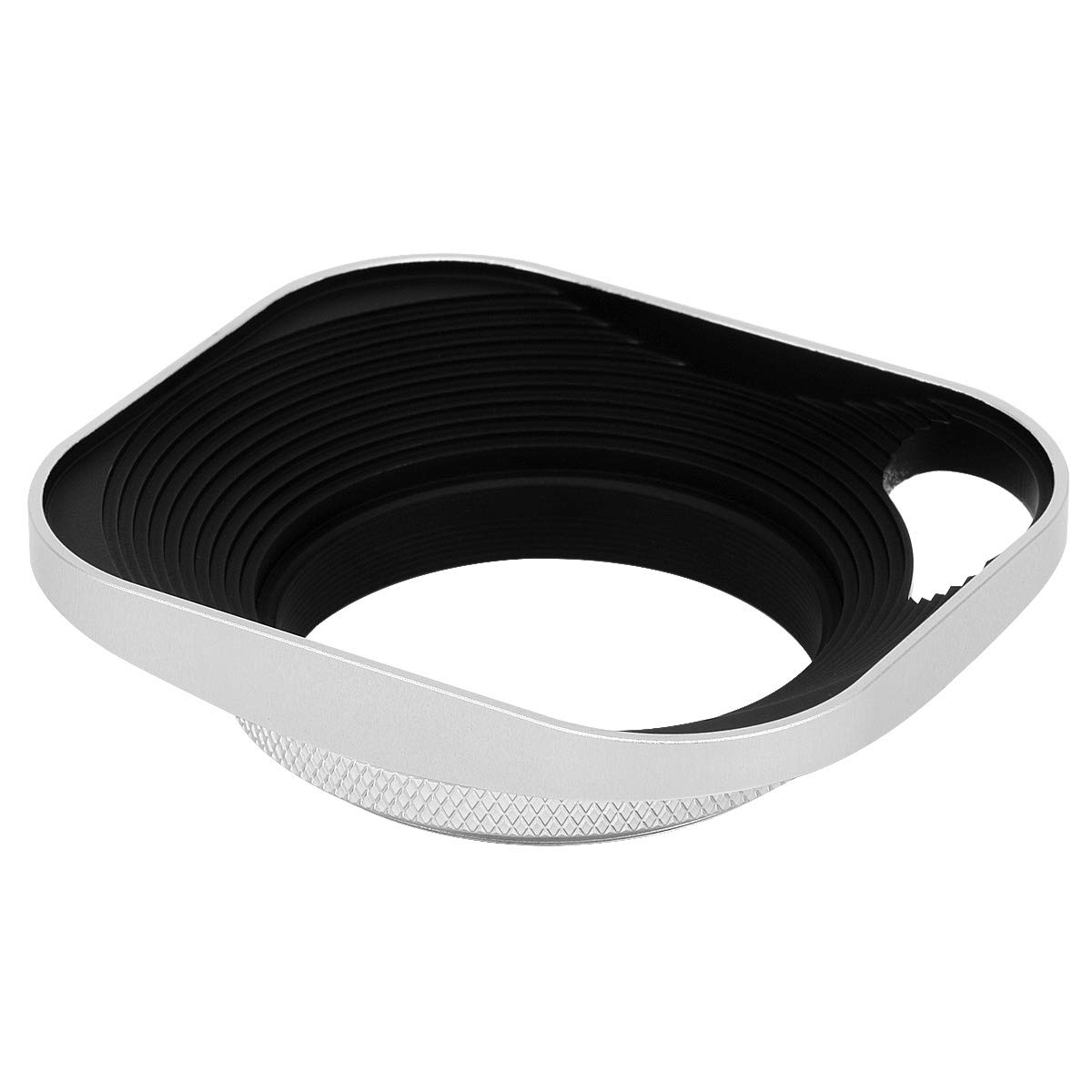 Haoge LH-S43P - Parasol cuadrado de metal de 43 mm para objetivo de rosca para cámara Leica con lente de rosca E43 de 43 mm, color plateado