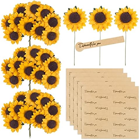 BETESSIN 100pcs Girasol Artificial con Tallo Cover