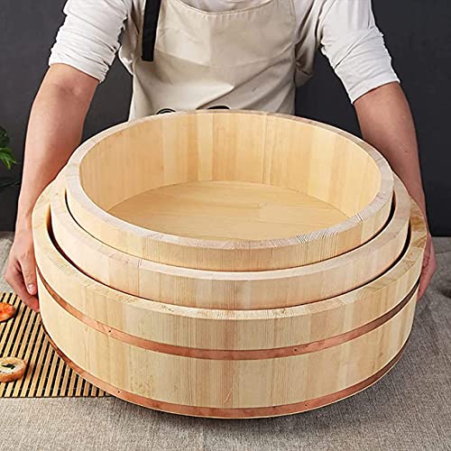 Bol de service hangiri en bois de 72cm pour partager de grands repas de sushis en famille