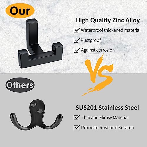 Sarihosy 5 Pack Heavy Duty Double Claw Coat Hook Wall Mount With Screw Retro Double Coat Hook Utility Hook For Coats, Scarves, Bags, Towels, Keys, Hats, Mugs, Hats (Black) #TOP4