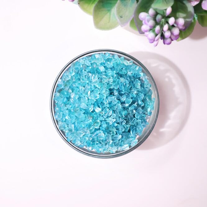 Image of Natural Blue Apatite Crystal Chips 50 GM | Decorative Gemstone Chips for Vastu, Home Decor, Meditation Space, Jewelry Making, Resin Art & Crafts