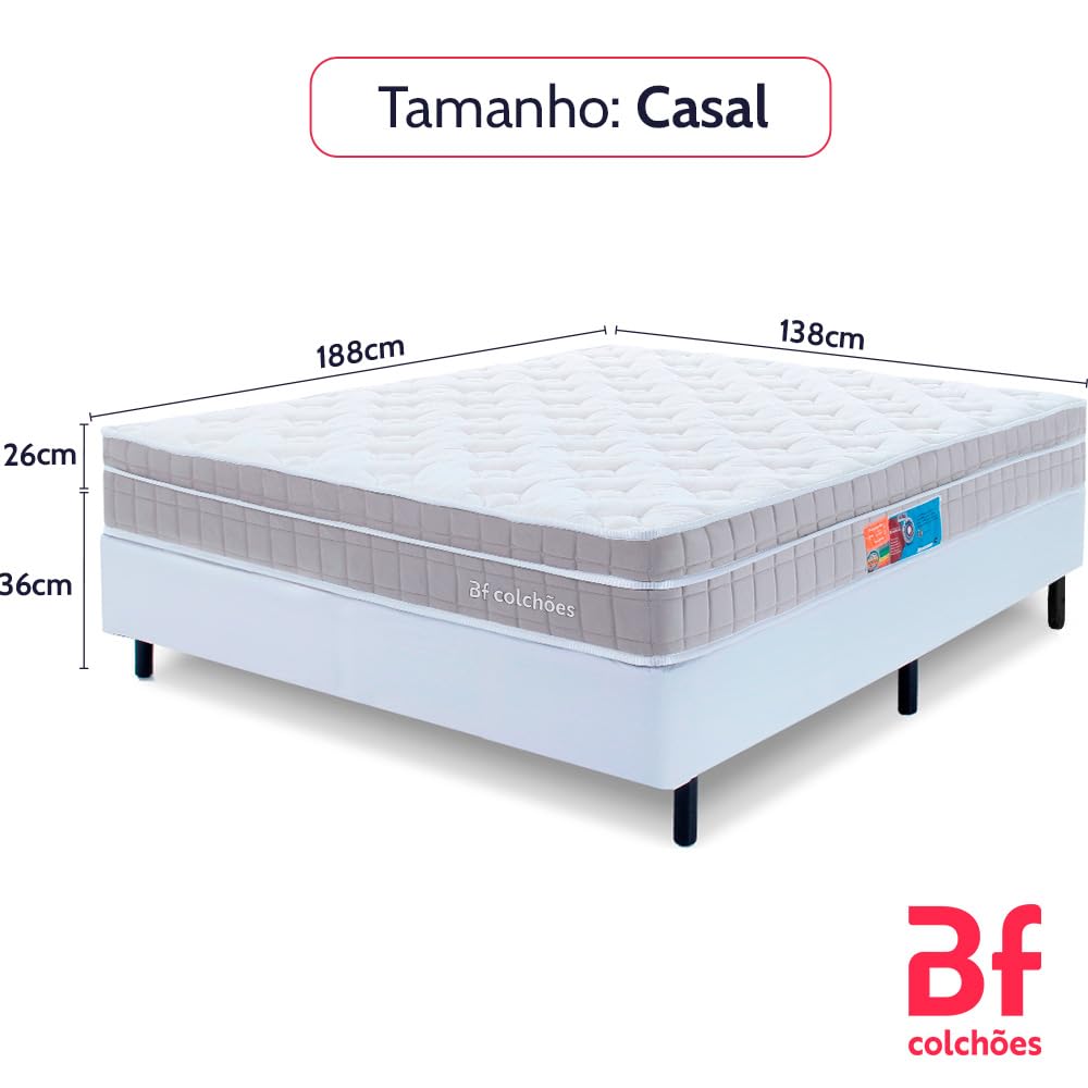 Cama Box Casal Colchão Molas Ensacadas Espuma Nasa Viscoelástica
