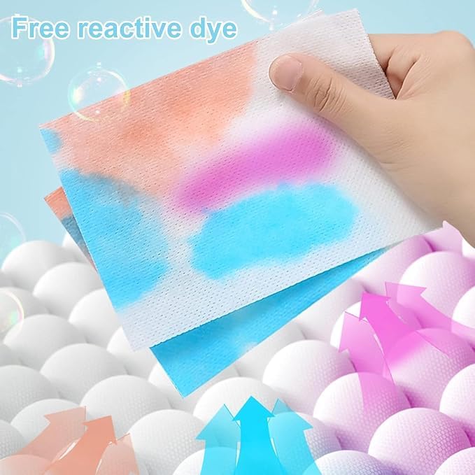 Image of Color Catcher Laundry Sheets | Fabric Color Absorber Anti Color Transfer Wash Sheets | Dye Trapping Laundry Paper for Mixed Clothes | Washing Machine & Hand Wash | 50 Sheets