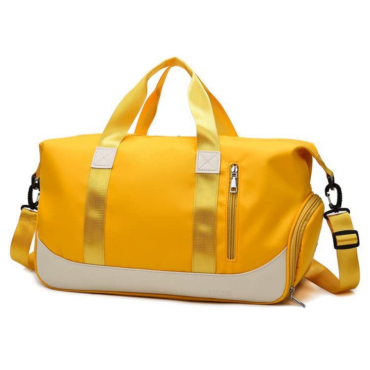 Image of Furn Aspire Lightweight Waterproof Sports Fitness Gym Duffel Yoga Weekend Travel Bag with Separate Shoes Compartment & Wet Pocket Men & Women (I. Yellow)