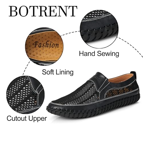 Men's Cutout Mesh Handmade Flat Casual Loafers Comfort Breathable Slip On Hollow Sandals Walking Shoes Outdoor Beach Summer Non Slip Water Shoes2
