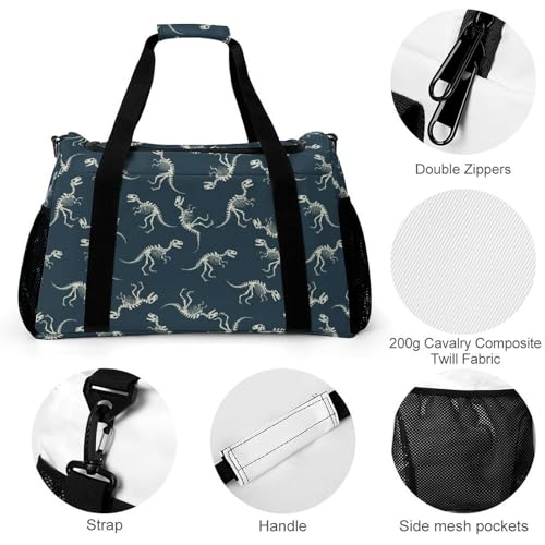 Dinosaur Bones Skeleton Gym Bag Duffel Bag for Women & Men Carry On Lightweight for Travel Sport3
