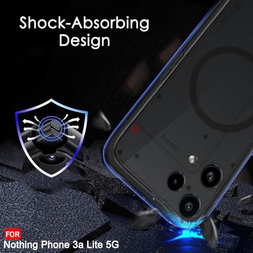 Image of TheGiftKart Hybrid Shockproof Back Cover Case for Nothing Phone 3a Lite 5G Compatible with MagSafe | Hard Back Cover for Nothing Phone 3a Lite 5G (PC & TPU, Translucent Smoke Matte Back, Black Sides)