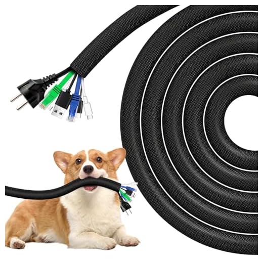 AGPTEK Cable Sleeve Cover, 6.6ft - 1.35 inch Dog Cat Cord Protector Management, Protect Cables from Pets Chewing, for Home Desk Automotive Wire Loom Tubing Cord Protection Self-Wrapping, Black