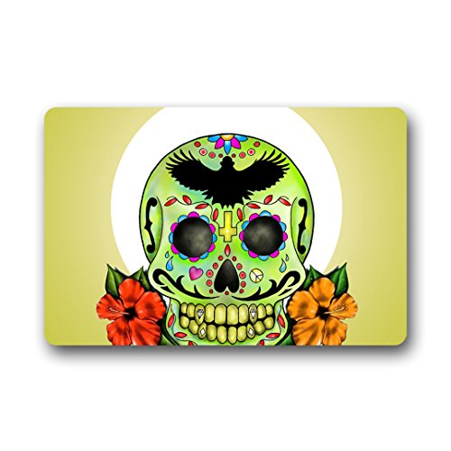 Doubee Custom Calavera diseño de Coco Felpudo Alfombra de Puerta Interior/Exterior de Goma Antideslizante Resistente 46 cmx76 cm, Tela, e, 18" x 30"