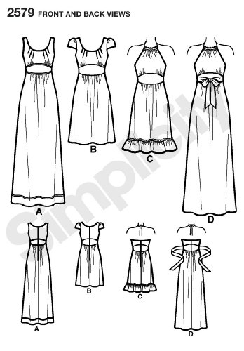 Patron de couture Simplicité 2579 robe de mariée et cocktail taille D5