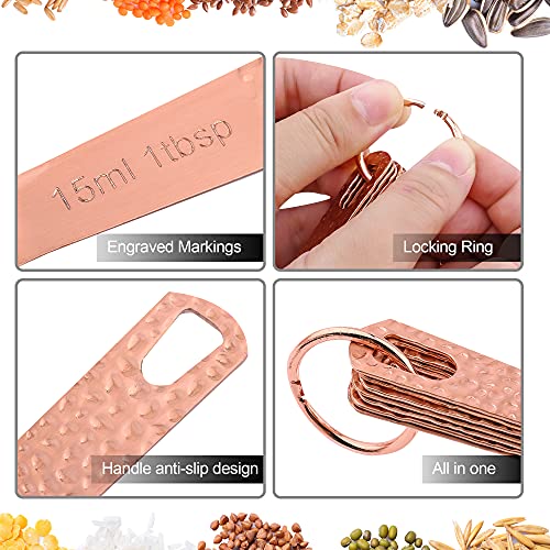 Measuring Spoons Set, Rose Gold Measuring Spoons Set, Stainless Steel Measuring Spoons, Rose Golden Measuring Spoons, Copper Measuring Spoons Set, 7 Metal Measurer Spoons And 1 Ring And 1 Lever #TOP3