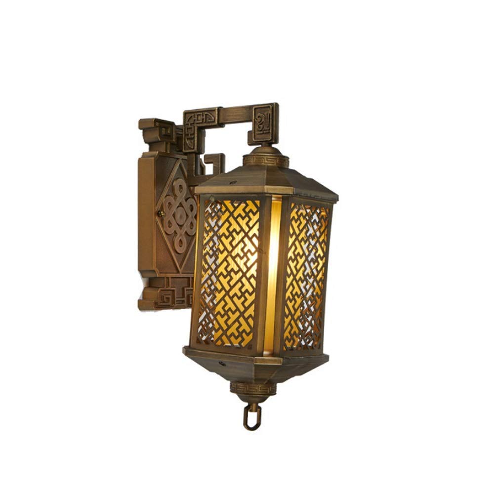 HXYSXHJUO Outdoor Retro Square Wall Light Oil Rubbing Bronze Transparent Glass Lantern Sconce Aluminum Garden Villa Landscape Lights Porch Balcony Lighting Restaurant Lamp