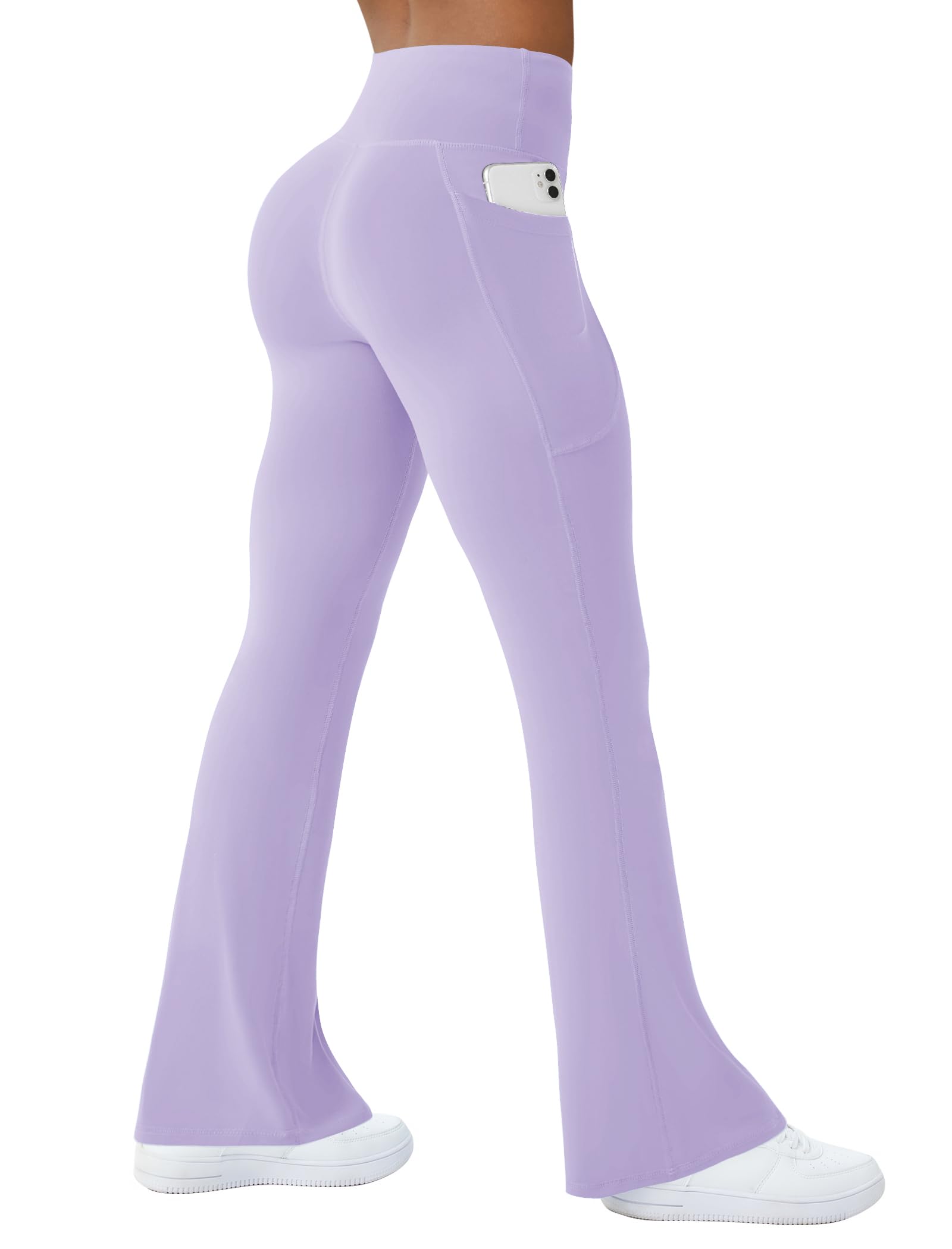 COPYLEAF Womens Yoga Pants with Pockets High Waisted Flare Leggings Bell Bottom Yoga Dress Pants Seamless Bootcut Pants