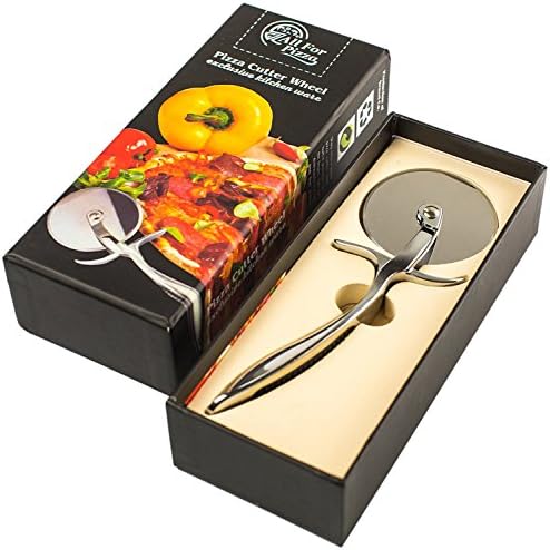 Pizza Cutter Wheel - Best Premium Pizza Slicer by All for Pizza - Ergonomic Anti-Slip Latex-Free Rubberized Grip - Top Quality Professional Choice.