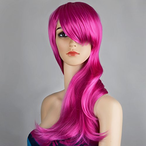Ecvtop Wigs 28 Inch Wavy Curly Cosplay Wig Women Wig Long Hair Heat Resistant Wig (Hot Pink) #TOP2