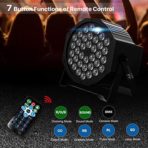 Missyee 36 Rgb Led Dj Stage Uplight -Dmx Control Sound Activated With Remote Control And 9 Modes Led For Wedding, Christmas And Halloween Music Disco Party -R&D In Usa -8 Pack #TOP3