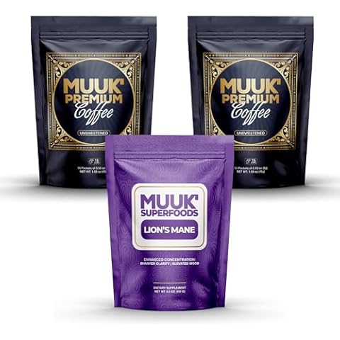 MUUK' SUPERFOODS | Mushroom Coffee Bundle | Organic Lion's Mane + Premium Instant Coffee | 60 cups Cover