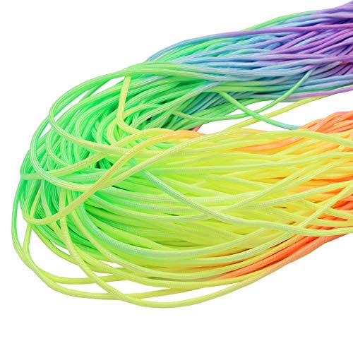 GeGeDa Corda de Paraquedas de Nylon com 7 Núcleos Rainbow Paracord, Corda de Acampamento de 100 Pés.