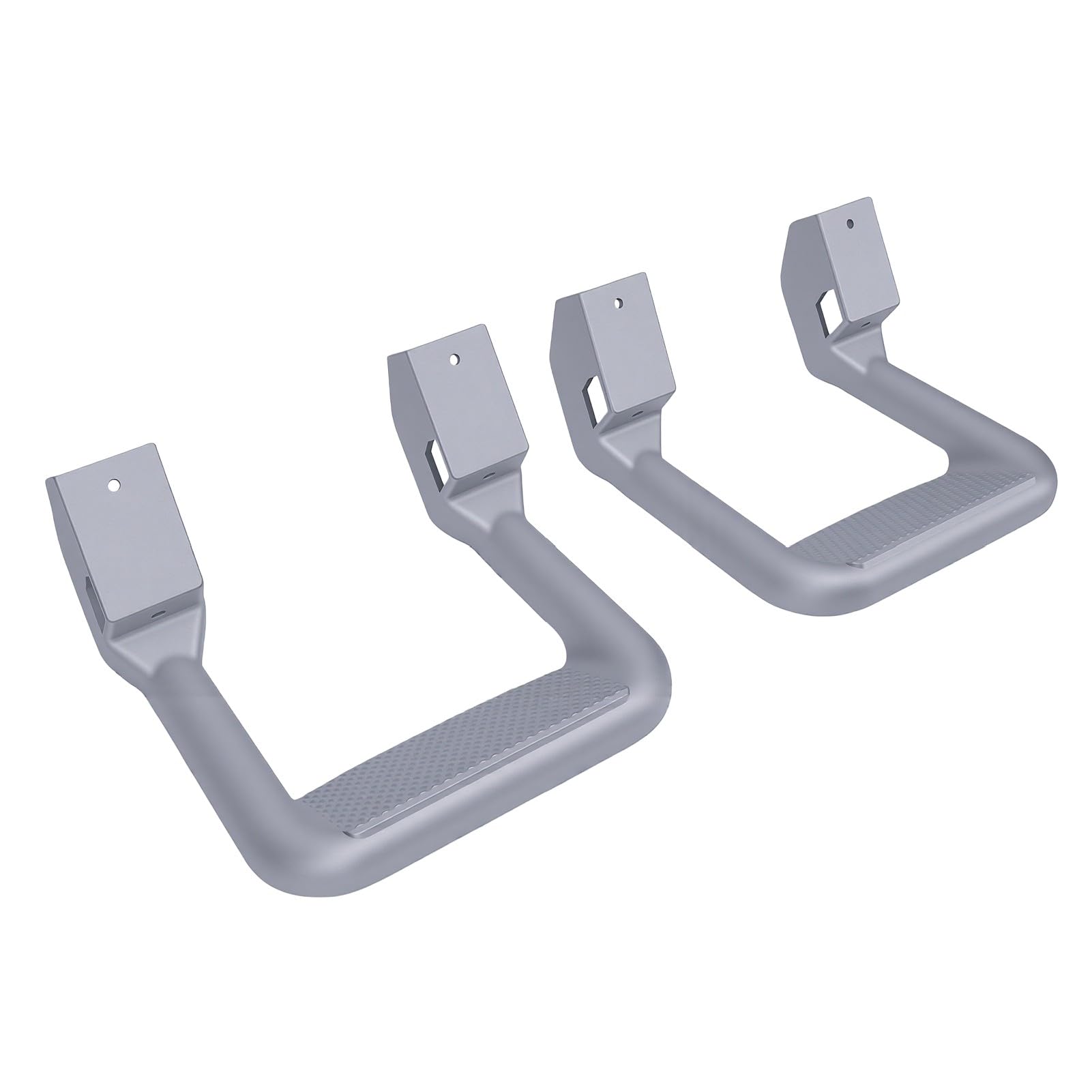 AMONIDA Escalones Laterales Universales para Camiones, Diseño de Aluminio Resistente con Superficie Texturizada Antideslizante, Reemplazo sin Esfuerzo, 2 Juegos, Acabado Plateado