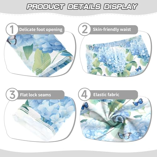 ALAZA Girls' Leggings Children's Yoga Pants Skinny Printed Dance Hydrangea Blue Butterfly Comfortable 4T2