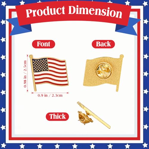 Yadiana American Flag Lapel Pins - Metal USA Flag Brooch Pins Bulk for Men & Women, Patriotic 4th of July, Memorial Veterans Day Souvenir Badges - Suit, Hat, Clothes Accessories2