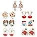 HOWAF 7 Paar Weihnachten Ohrringe Ohrstecker Set für Mädchen Damen Frauen Weihnachten Schmuck Geschenk, Schneeflocke Rentier Weihnachten Baum Glocke Weihnachtsmann Hüte Kranz Handschuh Socken Ohrringe