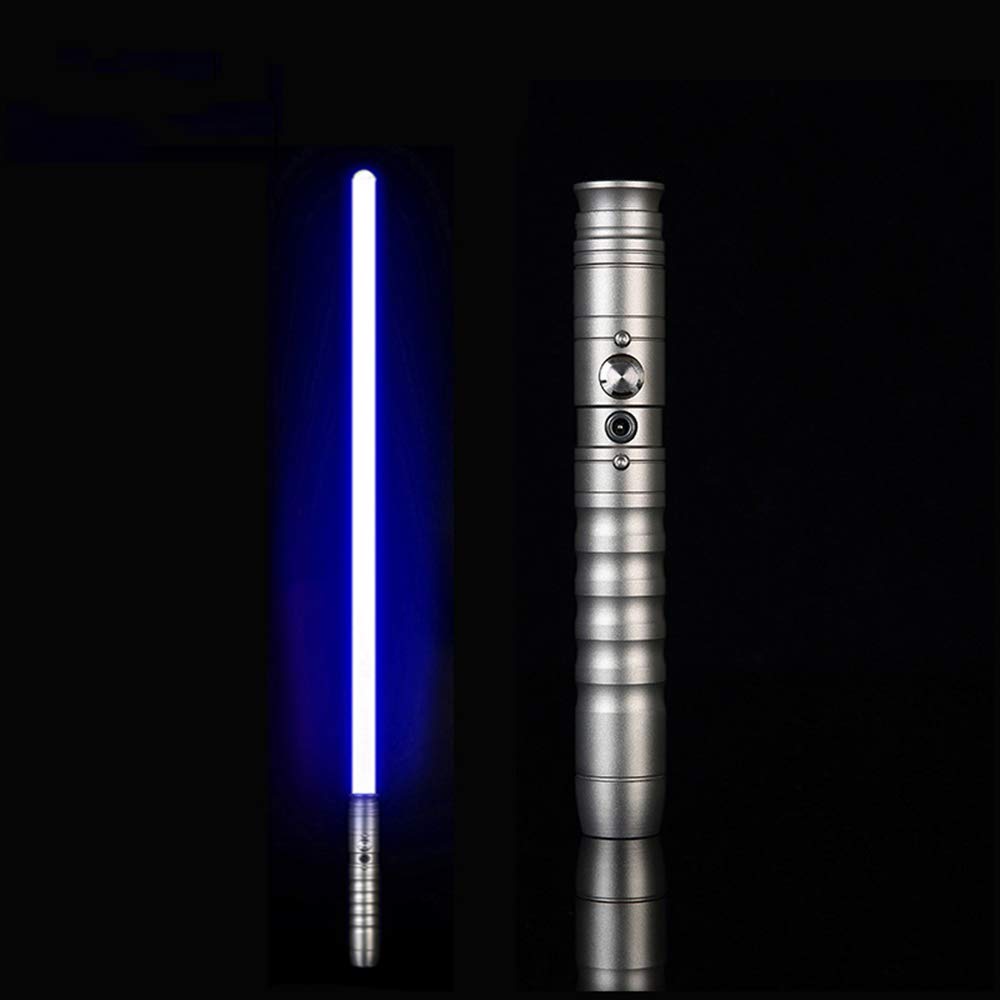 Kevrnabxi Lightsaber, Star Wars Children's Duel Lightsaber, with USB Lighting Mode and 2 Sets of High-simulation Combat Sound Effects (gun-color Handle Blue Blade)