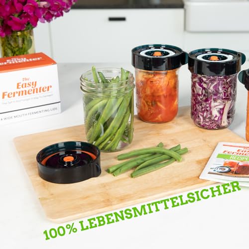 Nourished Essentials Kit de fermentação – Conjunto de iniciante de decapagem – 3 tampas de bloqueio