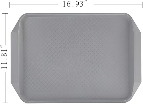 Miniatura 4 de Bandeja de plástico para servir comida rápida, 16.95 x 11.82 pulgadas, juego de 12 (gris)
