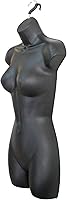 Vista 6 de DisplayTown - Maniquí femenino con torso largo y cadera, cuerpo hueco con respaldo, forma de vestido apilable con gancho para colgar, para exhibir