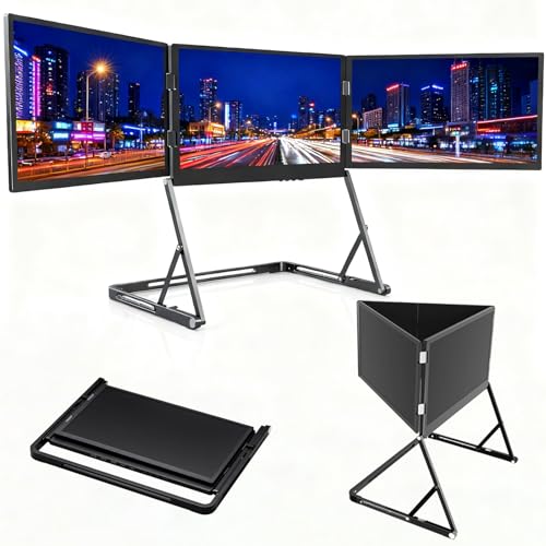 Image of 15.6 inch Portable Laptop Screen Extender, 1080P Triple Monitor with 360 Rotation, Adjustable Viewing Angles for Office & Remote Work, Boost Productivity & Multitasking
