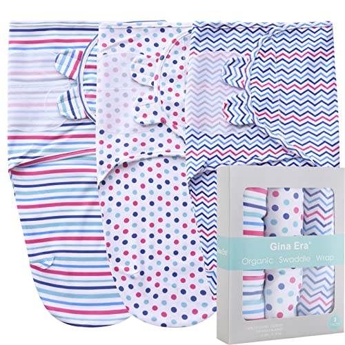 Image of Gina Era Baby Swaddle Blanket, Newborn Swaddle 0-3 Months, Easy Adjustable 3 Pack Infant Sleep Sack for Baby Girl and Boy(Red+Blue)