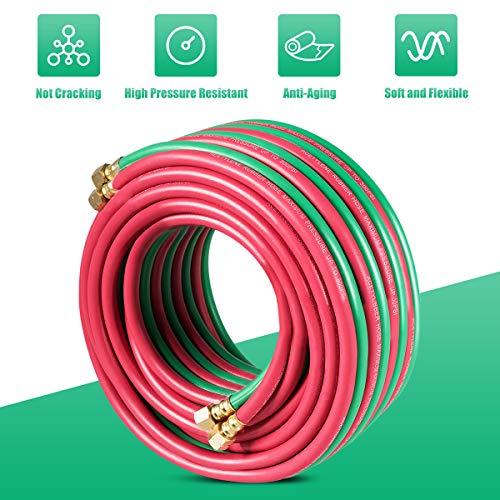 Goplus® 50Ft Twin Welding Torch Hose Oxy Acetylene Oxygen Cutting 1/4-Inch 300Psi #TOP4