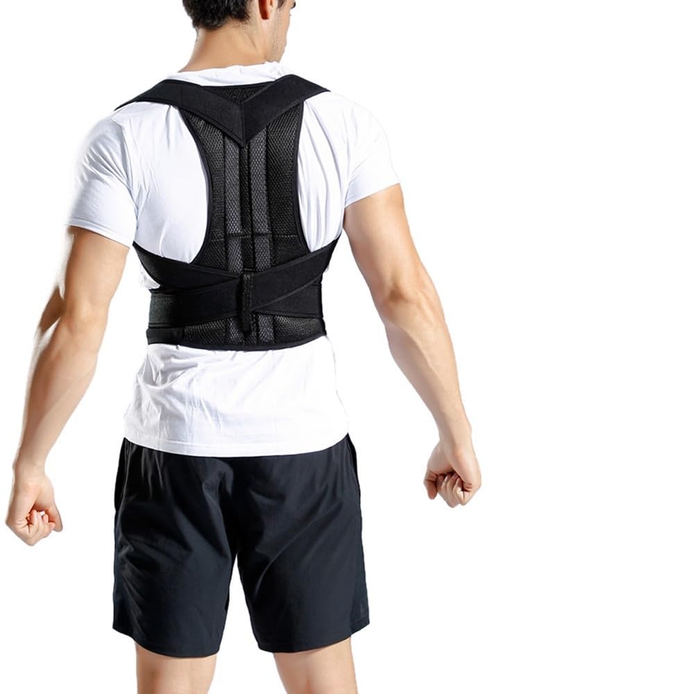 Male and female breathable correction straps, spinal correction straps, anti hunchback fixing straps, adult correction straps, invisible posture correction straps (M, Black) M Black